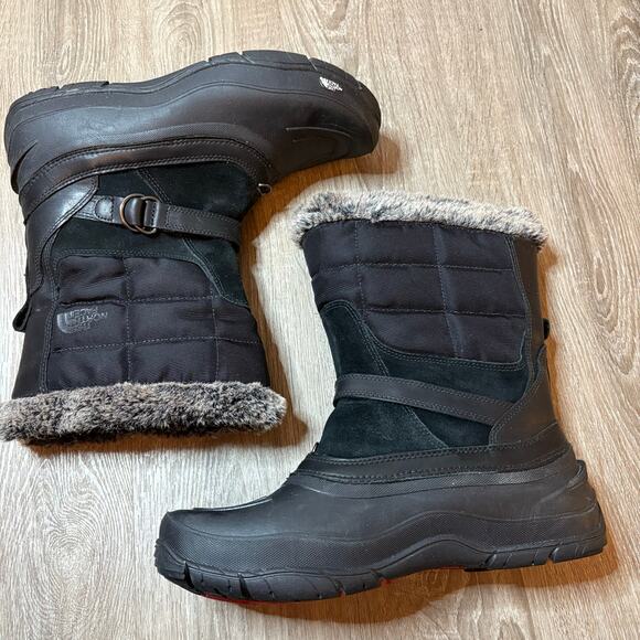 The North Face Nuptse Purna Faux Fur Winter Boots Black TB1Y AWMP 002 Women’s 11 - Picture 2 of 7